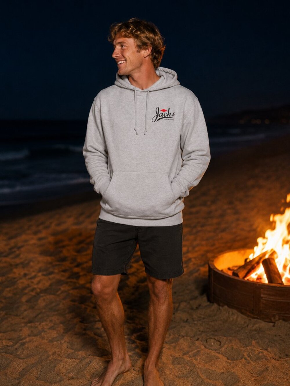 Jacks Surfboard Gray Hoodie Full Zip-up Men’s SZ small -Surfer Streetwear